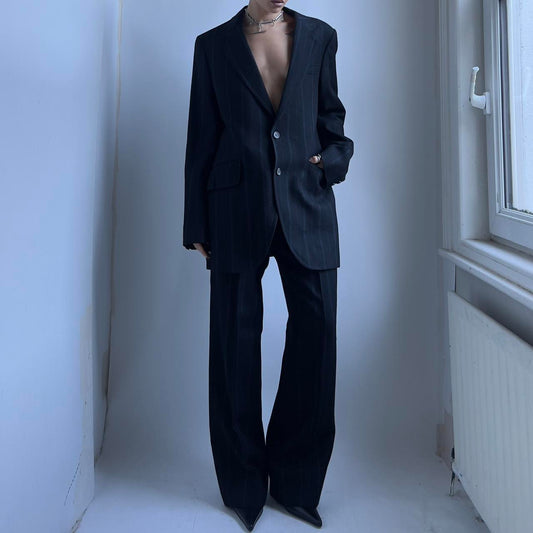 80’s Black and Grey Striped Suit