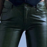 Khaki Leather Pants